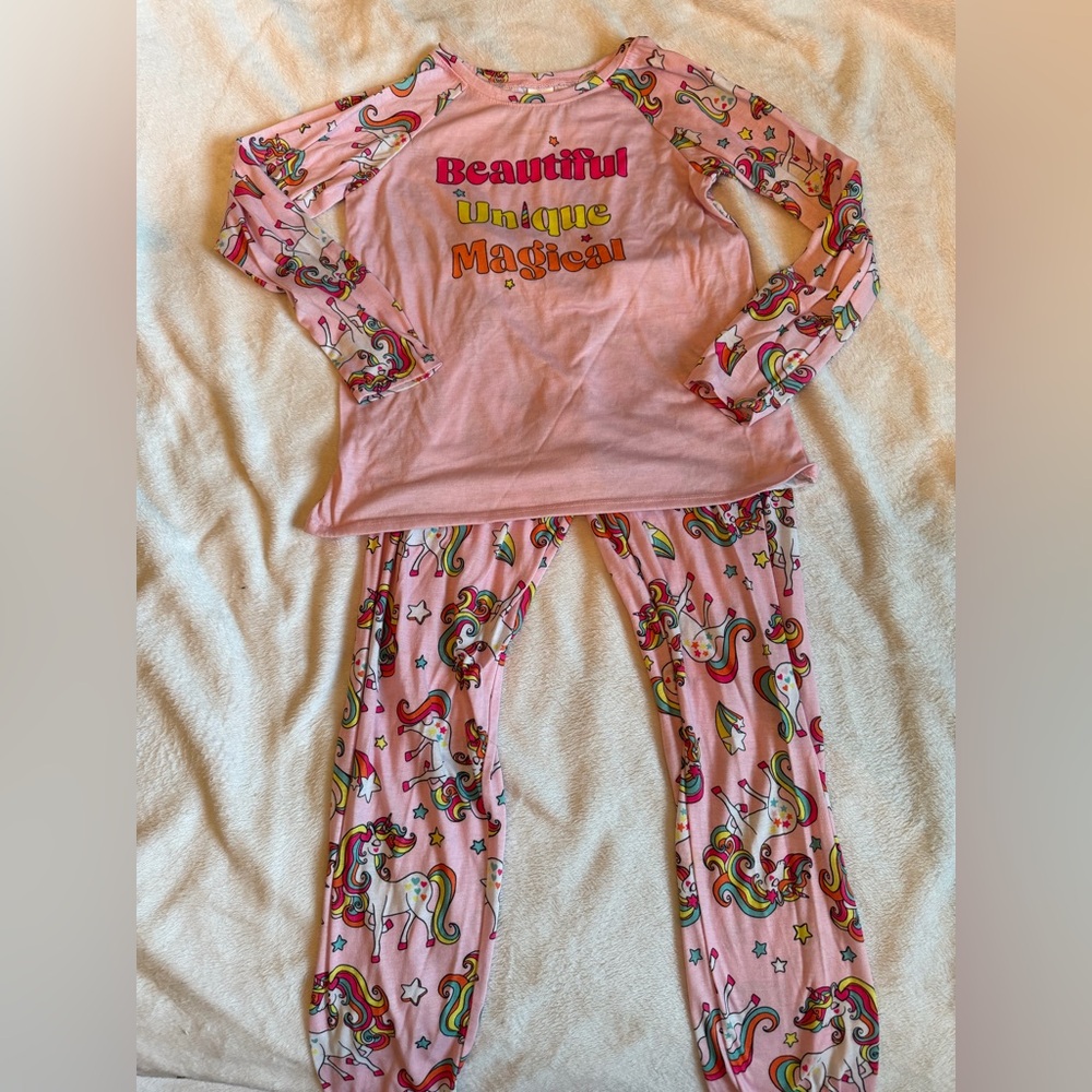 The Childrens Place Pink Unicorn Pajama Set
